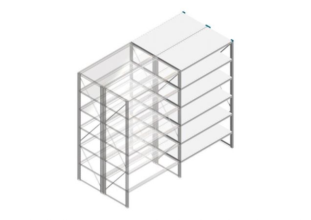 Aanbouwsectie Nedcon SF Legbordstelling 2200x1270x1200mm hxbxd 6 niveaus Metaal Verzinkt 60kg Dubbel