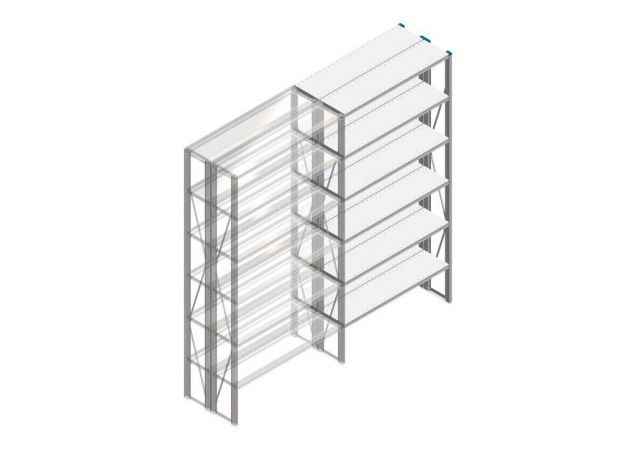 Aanbouwsectie Nedcon SF Legbordstelling 2500x1270x600mm hxbxd 5 niveaus Metaal Verzinkt 175kg Dubbel