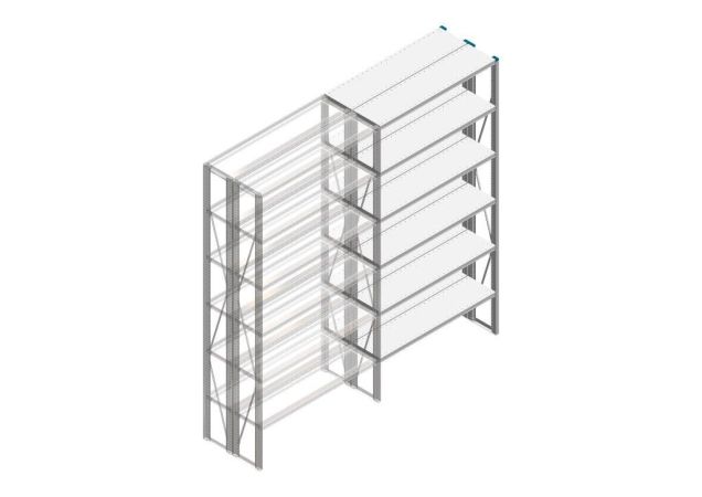 Aanbouwsectie Nedcon SF Legbordstelling 2500x1270x600mm hxbxd 6 niveaus Metaal Verzinkt 175kg Dubbel