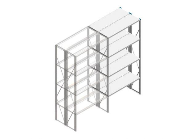 Aanbouwsectie Nedcon SF Legbordstelling 2500x1270x800mm hxbxd 4 niveaus Metaal Verzinkt 65kg Dubbel