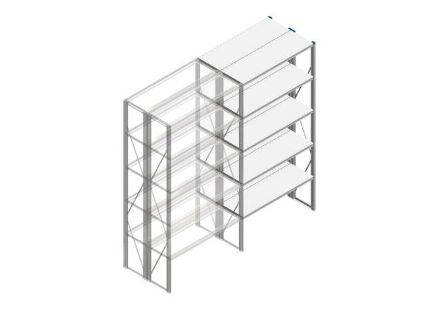 Aanbouwsectie Nedcon SF Legbordstelling 2500x1270x800mm hxbxd 5 niveaus Metaal Verzinkt 175kg Dubbel