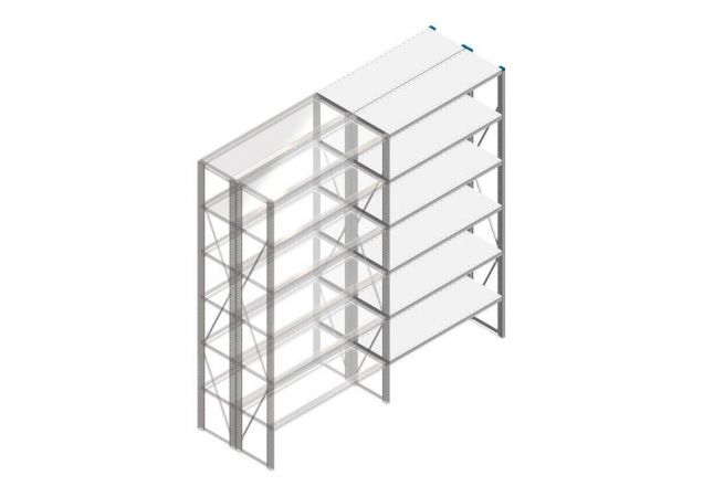 Aanbouwsectie Nedcon SF Legbordstelling 2500x1270x800mm hxbxd 6 niveaus Metaal Verzinkt 175kg Dubbel