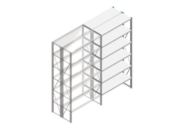Aanbouwsectie Nedcon SF Legbordstelling 2500x1270x800mm hxbxd 6 niveaus Metaal Verzinkt 175kg Dubbel