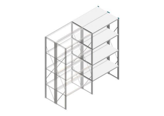 Aanbouwsectie Nedcon SF Legbordstelling 2500x1270x1000mm hxbxd 4 niveaus Metaal Verzinkt 60kg Dubbel