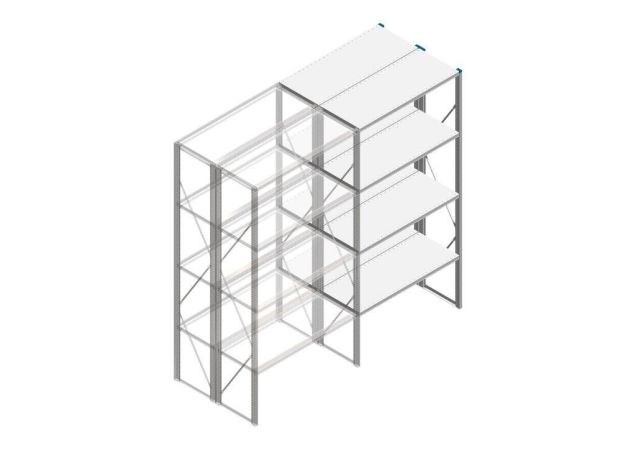Aanbouwsectie Nedcon SF Legbordstelling 2500x1270x1000mm hxbxd 4 niveaus Metaal Verzinkt 60kg Dubbel