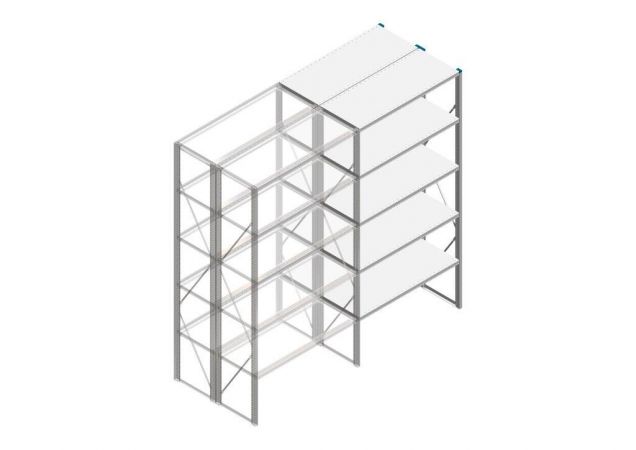 Aanbouwsectie Nedcon SF Legbordstelling 2500x1270x1000mm hxbxd 5 niveaus Metaal Verzinkt 60kg Dubbel