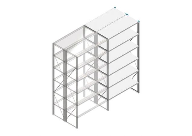 Aanbouwsectie Nedcon SF Legbordstelling 2500x1270x1000mm hxbxd 6 niveaus Metaal Verzinkt 175kg Dubbel