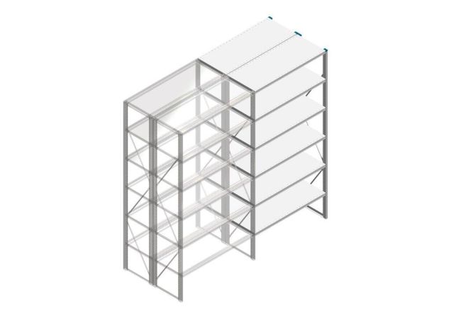 Aanbouwsectie Nedcon SF Legbordstelling 2500x1270x1000mm hxbxd 6 niveaus Metaal Verzinkt 175kg Dubbel