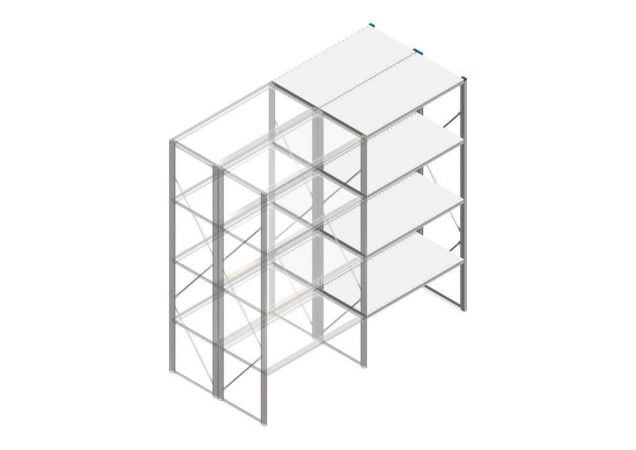 Aanbouwsectie Nedcon SF Legbordstelling 2500x1270x1200mm hxbxd 4 niveaus Metaal Verzinkt 175kg Dubbel