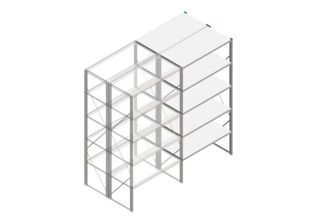 Aanbouwsectie Nedcon SF Legbordstelling 2500x1270x1200mm hxbxd 5 niveaus Metaal Verzinkt 175kg Dubbel