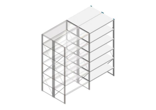 Aanbouwsectie Nedcon SF Legbordstelling 2500x1270x1200mm hxbxd 6 niveaus Metaal Verzinkt 60kg Dubbel
