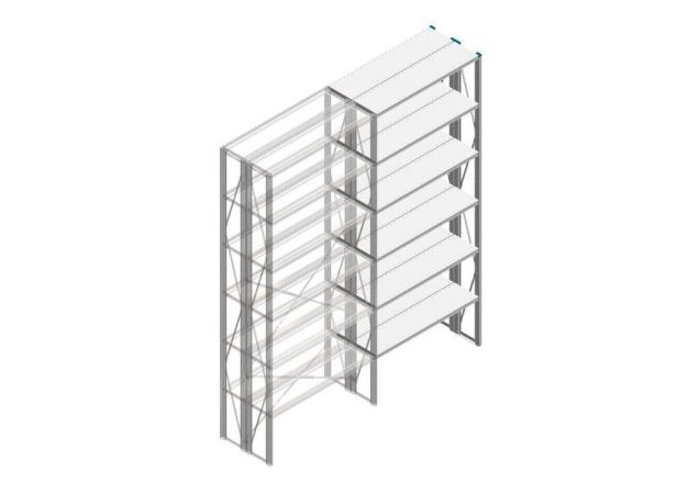 Aanbouwsectie Nedcon SF Legbordstelling 3000x1270x600mm hxbxd 6 niveaus Metaal Verzinkt 70kg Dubbel