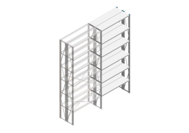 Aanbouwsectie Nedcon SF Legbordstelling 3000x1270x600mm hxbxd 6 niveaus Metaal Verzinkt 175kg Dubbel