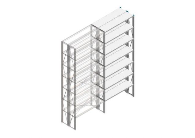 Aanbouwsectie Nedcon SF Legbordstelling 3000x1270x600mm hxbxd 7 niveaus Metaal Verzinkt 70kg Dubbel