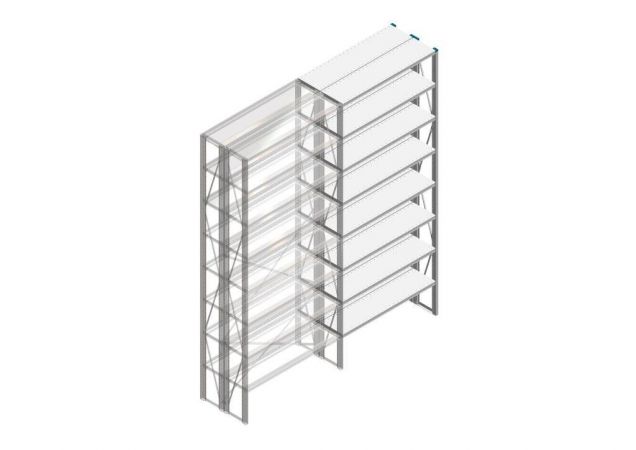 Aanbouwsectie Nedcon SF Legbordstelling 3000x1270x600mm hxbxd 8 niveaus Metaal Verzinkt 70kg Dubbel