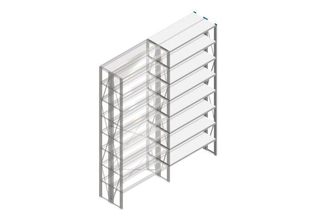 Aanbouwsectie Nedcon SF Legbordstelling 3000x1270x600mm hxbxd 8 niveaus Metaal Verzinkt 175kg Dubbel