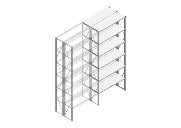 Aanbouwsectie Nedcon SF Legbordstelling 3000x1270x800mm hxbxd 6 niveaus Metaal Verzinkt 65kg Dubbel