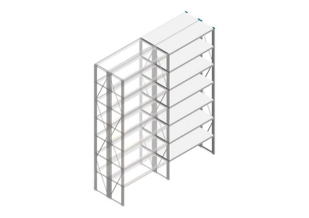 Aanbouwsectie Nedcon SF Legbordstelling 3000x1270x800mm hxbxd 7 niveaus Metaal Verzinkt 175kg Dubbel