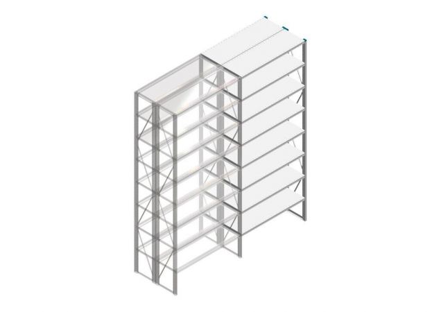 Aanbouwsectie Nedcon SF Legbordstelling 3000x1270x800mm hxbxd 8 niveaus Metaal Verzinkt 65kg Dubbel