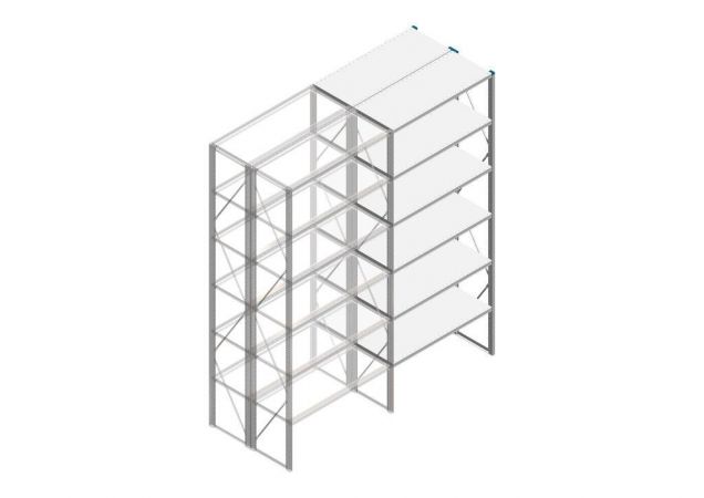 Aanbouwsectie Nedcon SF Legbordstelling 3000x1270x1000mm hxbxd 6 niveaus Metaal Verzinkt 60kg Dubbel