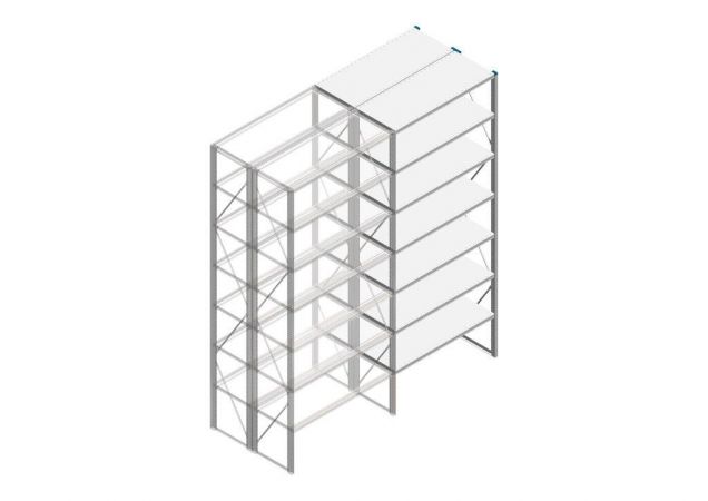 Aanbouwsectie Nedcon SF Legbordstelling 3000x1270x1000mm hxbxd 7 niveaus Metaal Verzinkt 60kg Dubbel
