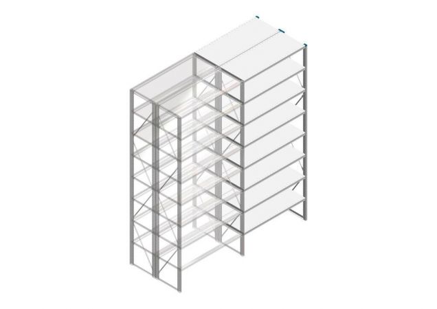 Aanbouwsectie Nedcon SF Legbordstelling 3000x1270x1000mm hxbxd 8 niveaus Metaal Verzinkt 175kg Dubbel