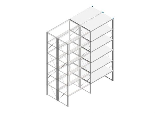 Aanbouwsectie Nedcon SF Legbordstelling 3000x1270x1200mm hxbxd 6 niveaus Metaal Verzinkt 60kg Dubbel