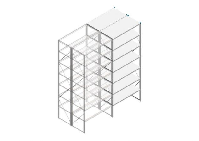Aanbouwsectie Nedcon SF Legbordstelling 3000x1270x1200mm hxbxd 7 niveaus Metaal Verzinkt 175kg Dubbel