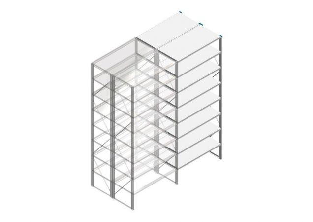 Aanbouwsectie Nedcon SF Legbordstelling 3000x1270x1200mm hxbxd 8 niveaus Metaal Verzinkt 175kg Dubbel