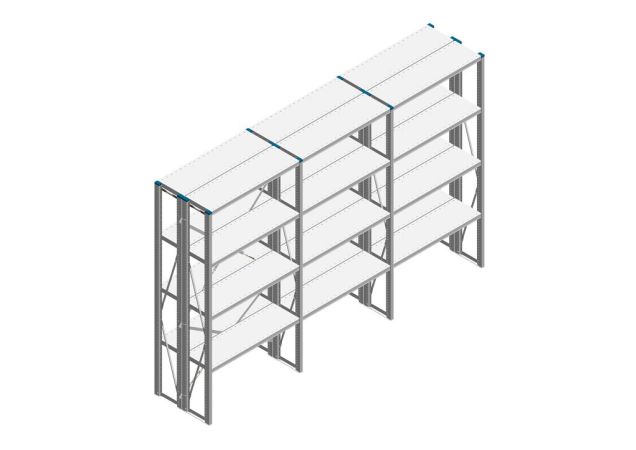 Voordeelrij Nedcon SF Legbordstelling 2000x3030x600mm hxbxd 4 niveaus Metaal Verzinkt 85kg Dubbel