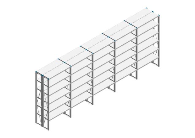 Voordeelrij Nedcon SF Legbordstelling 2000x5030x600mm hxbxd 6 niveaus Metaal Verzinkt 85kg Dubbel
