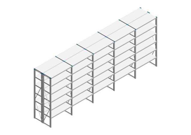 Voordeelrij Nedcon SF Legbordstelling 2000x5030x800mm hxbxd 6 niveaus Metaal Verzinkt 80kg Dubbel
