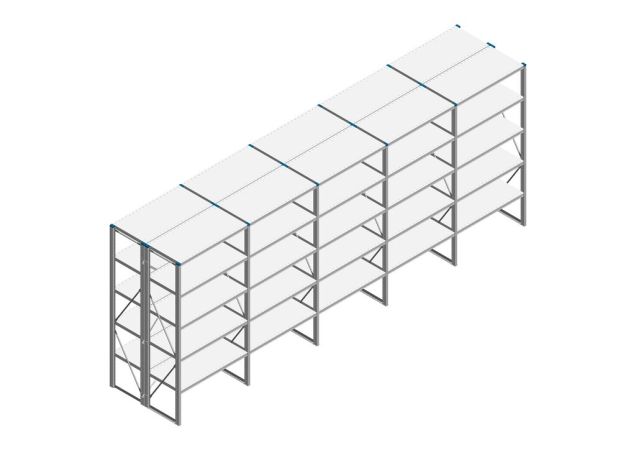 Voordeelrij Nedcon SF Legbordstelling 2000x5030x1000mm hxbxd 5 niveaus Metaal Verzinkt 80kg Dubbel