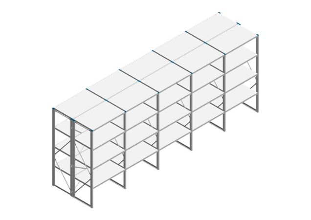 Voordeelrij Nedcon SF Legbordstelling 2000x5030x1200mm hxbxd 4 niveaus Metaal Verzinkt 80kg Dubbel