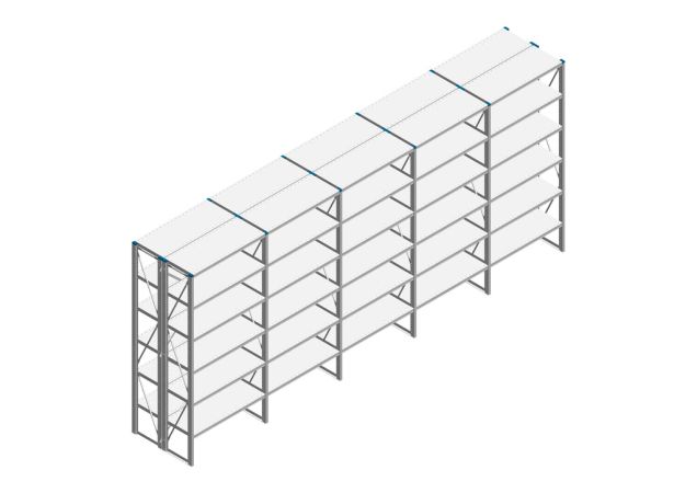 Voordeelrij Nedcon SF Legbordstelling 2200x5030x800mm hxbxd 6 niveaus Metaal Verzinkt 80kg Dubbel