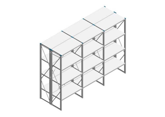 Voordeelrij Nedcon SF Legbordstelling 2200x3030x1000mm hxbxd 4 niveaus Metaal Verzinkt 80kg Dubbel