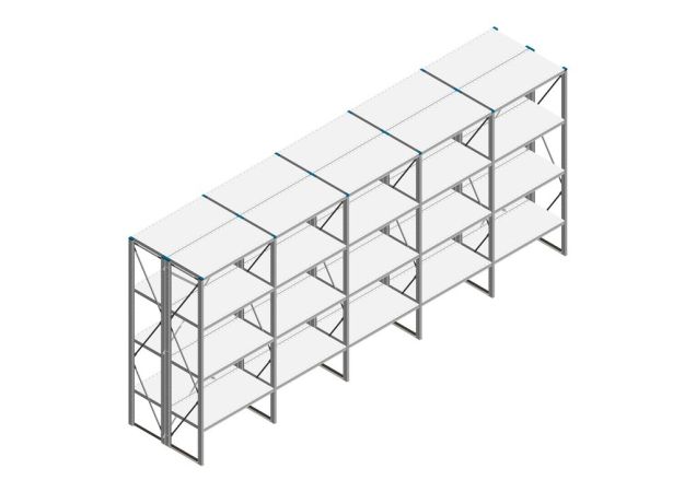 Voordeelrij Nedcon SF Legbordstelling 2200x5030x1000mm hxbxd 4 niveaus Metaal Verzinkt 80kg Dubbel