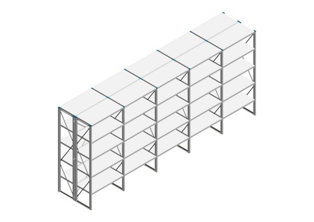 Voordeelrij Nedcon SF Legbordstelling 2200x5030x1000mm hxbxd 5 niveaus Metaal Verzinkt 80kg Dubbel
