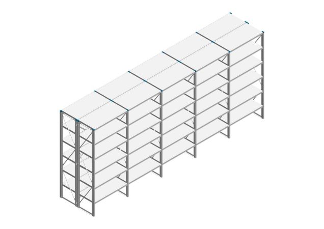 Voordeelrij Nedcon SF Legbordstelling 2200x5030x1000mm hxbxd 6 niveaus Metaal Verzinkt 80kg Dubbel