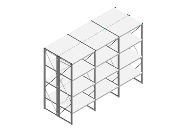 Voordeelrij Nedcon SF Legbordstelling 2200x3030x1200mm hxbxd 4 niveaus Metaal Verzinkt 80kg Dubbel