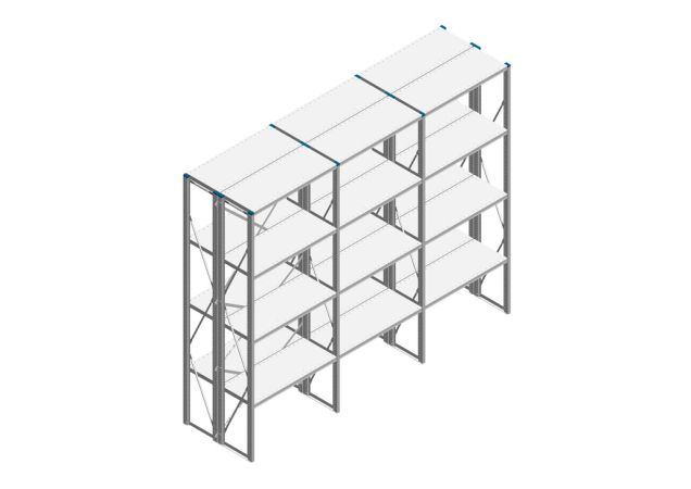 Voordeelrij Nedcon SF Legbordstelling 2500x3030x800mm hxbxd 4 niveaus Metaal Verzinkt 80kg Dubbel