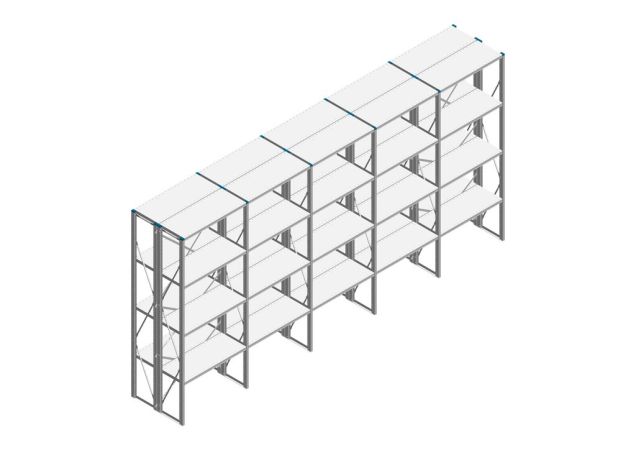 Voordeelrij Nedcon SF Legbordstelling 2500x5030x800mm hxbxd 4 niveaus Metaal Verzinkt 80kg Dubbel