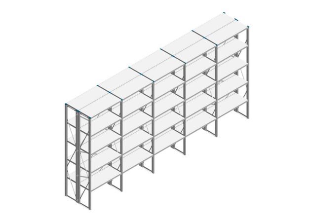 Voordeelrij Nedcon SF Legbordstelling 2500x5030x800mm hxbxd 5 niveaus Metaal Verzinkt 80kg Dubbel
