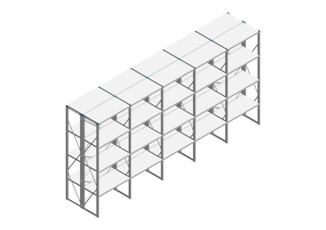 Voordeelrij Nedcon SF Legbordstelling 2500x5030x1000mm hxbxd 4 niveaus Metaal Verzinkt 80kg Dubbel