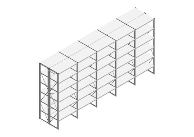 Voordeelrij Nedcon SF Legbordstelling 2500x5030x1000mm hxbxd 6 niveaus Metaal Verzinkt 80kg Dubbel