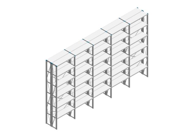 Voordeelrij Nedcon SF Legbordstelling 3000x5030x600mm hxbxd 6 niveaus Metaal Verzinkt 85kg Dubbel