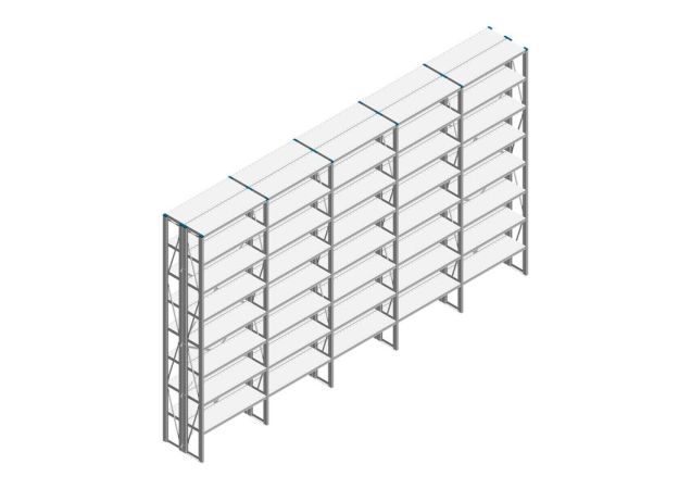 Voordeelrij Nedcon SF Legbordstelling 3000x5030x600mm hxbxd 8 niveaus Metaal Verzinkt 85kg Dubbel