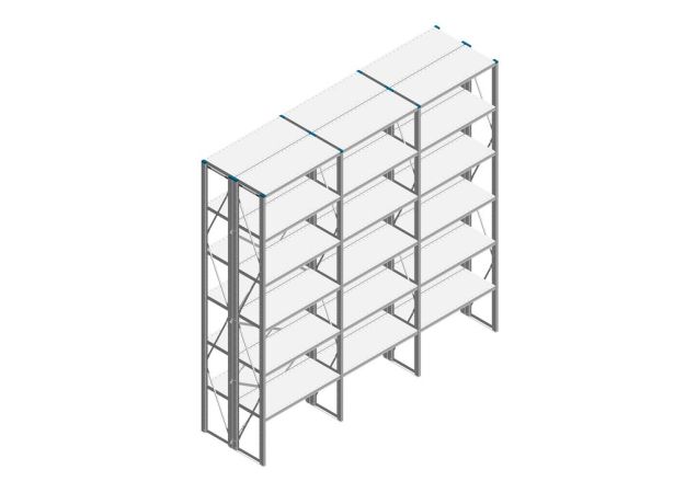 Voordeelrij Nedcon SF Legbordstelling 3000x3030x800mm hxbxd 6 niveaus Metaal Verzinkt 80kg Dubbel