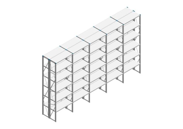 Voordeelrij Nedcon SF Legbordstelling 3000x5030x800mm hxbxd 6 niveaus Metaal Verzinkt 80kg Dubbel