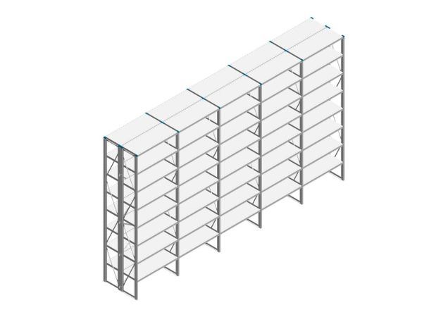 Voordeelrij Nedcon SF Legbordstelling 3000x5030x800mm hxbxd 8 niveaus Metaal Verzinkt 80kg Dubbel